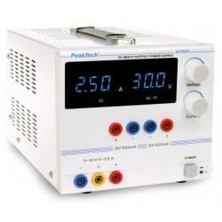 PKT-6035 D Laboratóriumi tápegység ~ 0-30 V / 0 - 2,5 DC ~ 5/12 V / 0,5 A rögzített