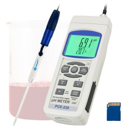 pH-mérő PCE-228LIQ, PCE-PH-LIQ pH-elektródával és hőmérséklet-szondával (TP-07), főleg sörhöz, vérhez és tejtermékekhez