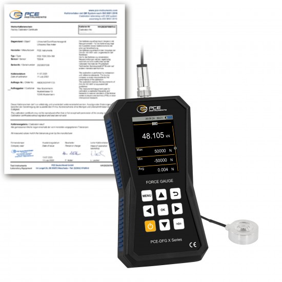 PCE-DFG 50K XF-ICA Erőmérő mérőeszköz kalibrálva