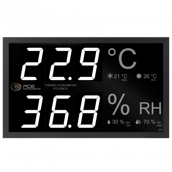PCE-EMD 5-ICA Hőmérséklet- és páratartalom kijelző kalibrálva