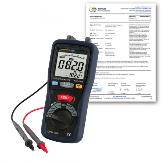 PCE-IT100-ICA Szigetelésvizsgáló kalibrálva