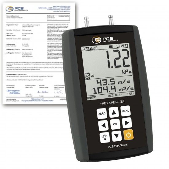 PCE-PDA 10L-ICA Nyomásmérő adatgyűjtővel kalibrálva