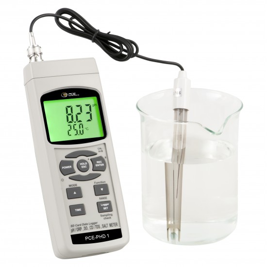 PCE-PHD 1-ICA Ph / vezetőképesség / só / oxigén vízminőségi adatgyűjtő kalibrálva