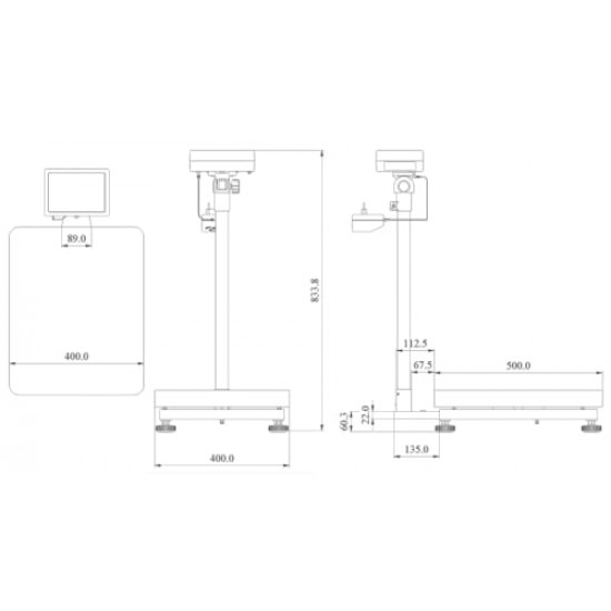 PCE-SD 60C Plattform mérleg 60 kg-ig állvánnyal