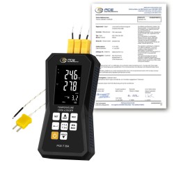 PCE-T 394-ICA 4 csatornás hőmérő adatgyűjtővel kalibrálva