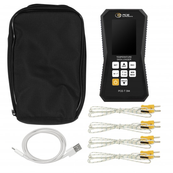 PCE-T 394-ICA 4 csatornás hőmérő adatgyűjtővel kalibrálva