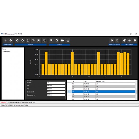 PCE-TG 300-NO5 No5 érzékelö pce-tg 300-hoz, mérési tartomány 1,0. 600,0 mm (acél), átmérö 10 mm, frekvencia 5 mhz pce-tg 300,