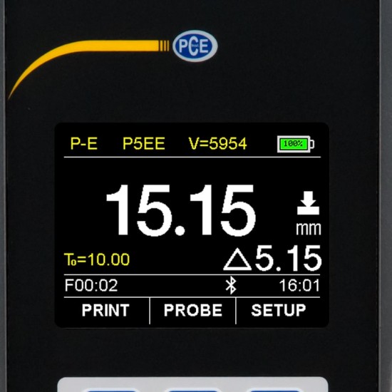 PCE-TG 300-NO5/90-Érzékelö no5 - 90 pce-tg 300 esetén, mérési tartomány 1,0. 600,0 mm (acél), átmérö 10 mm, frekvencia 5 mhz pce-tg 300,