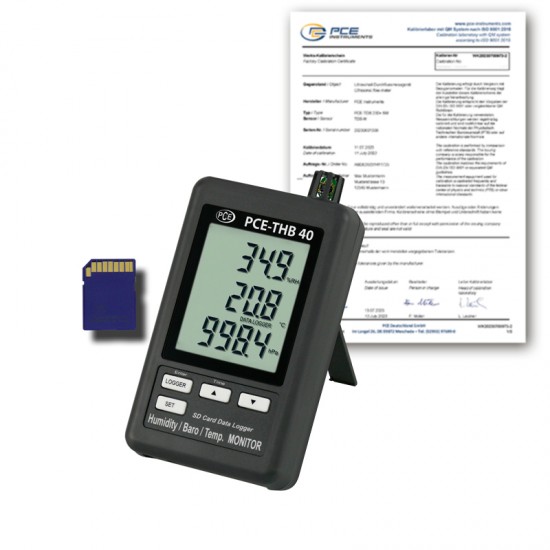 PCE-THB 40-ICA Thermo-hygro-barométer gyári kalibrálással