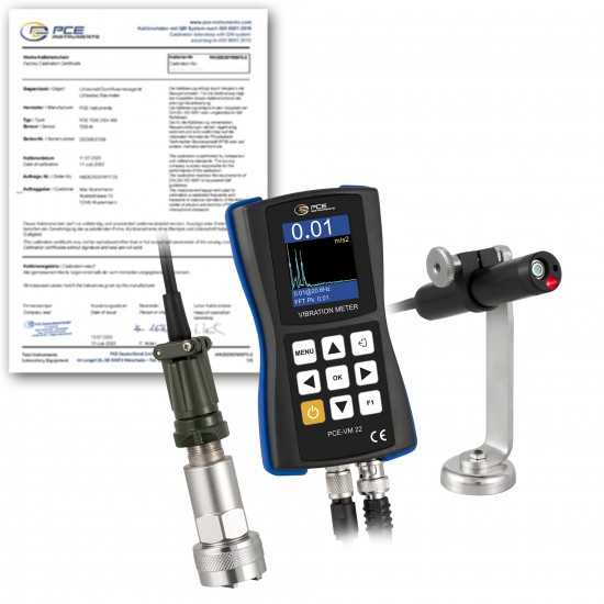 PCE-VM 22-ICA Rezgésmérő készülék kalibrálva