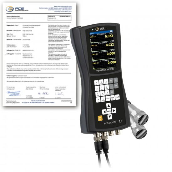 PCE-VM 400B-ICA 4 csatornás rezgésmérő készülék kalibrálva