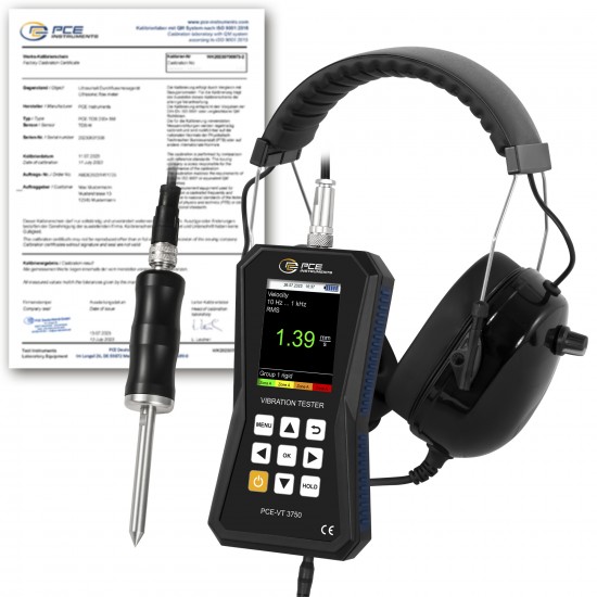 PCE-VT 3750S-ICA Rezgésmérő készülék kalibrálva