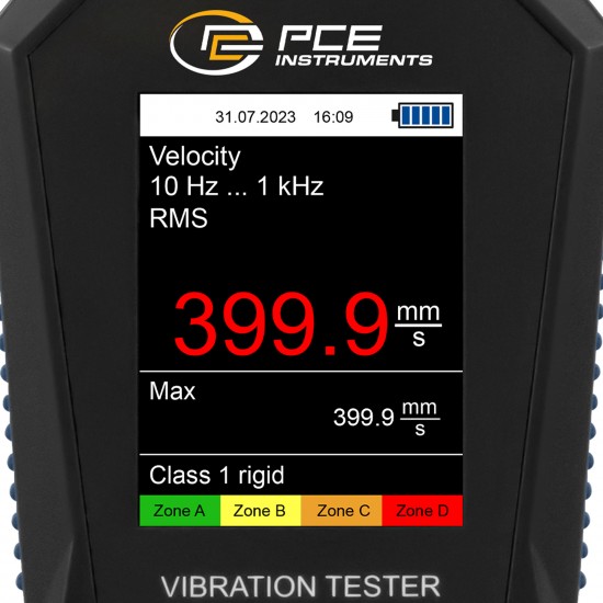 PCE-VT 3900 Rezgés mérő készülék adat gyűjtővel, útvonalméréssel és fft elemzéssel