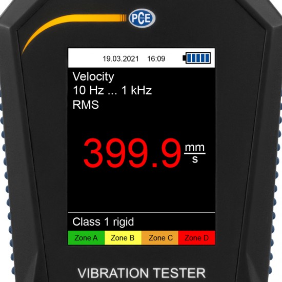 PCE-VT 3900S  | Vibrációsmérő készülék adat gyűjtővel, útvonalméréssel és FFT elemzéssel fogantyúval és mérőcsúccsal