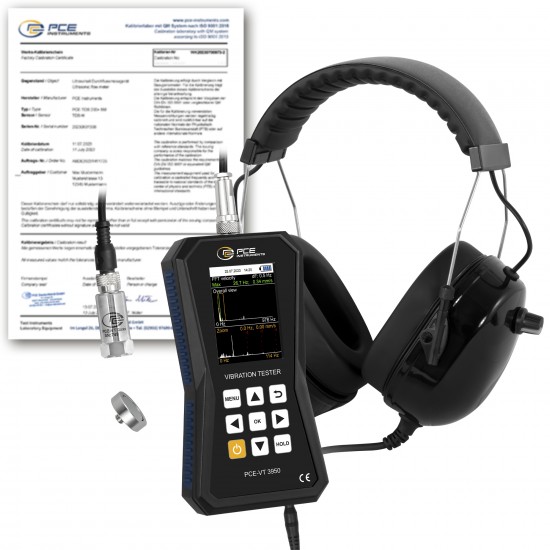 PCE-VT 3950-ICA Rezgésmérő készülék kalibrálva